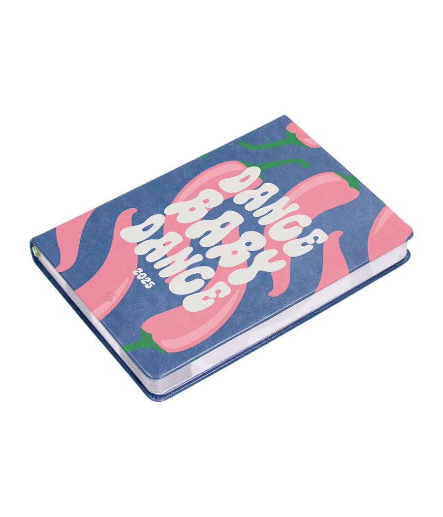 Agenda encuadernada liderpapel kinaros a6 2025 día página color azul papel 70 gr