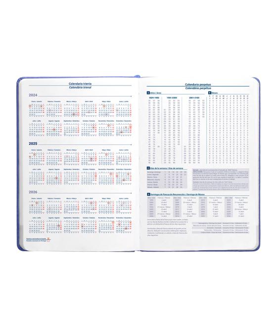Agenda encuadernada liderpapel kinaros a6 2025 día página color azul papel 70 gr