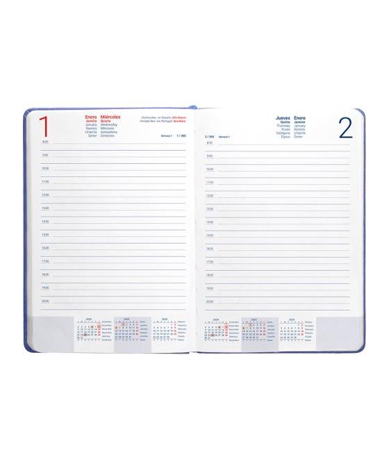 Agenda encuadernada liderpapel kinaros a6 2025 día página color azul papel 70 gr