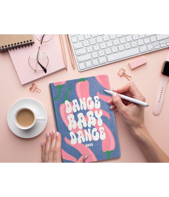 Agenda encuadernada liderpapel kinaros a6 2025 día página color azul papel 70 gr