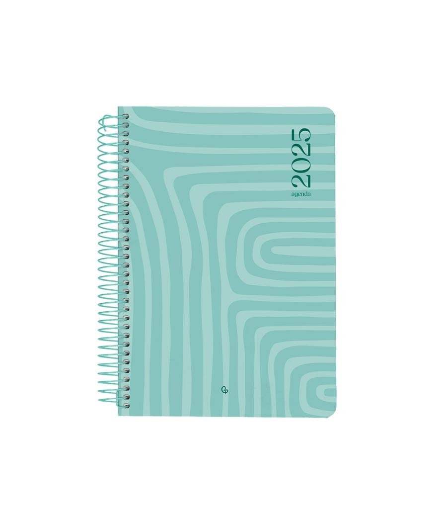 Agenda espiral liderpapel syro s a5 2025 día página color turquesa papel 60 gr