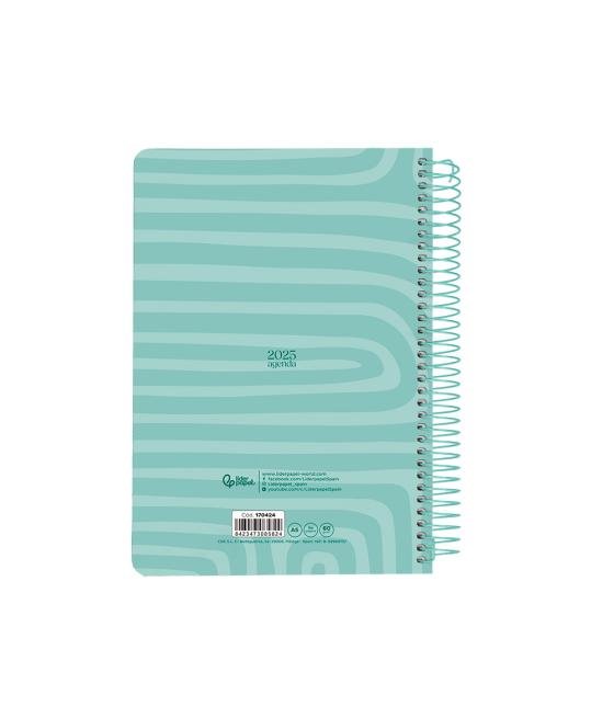 Agenda espiral liderpapel syro s a5 2025 día página color turquesa papel 60 gr