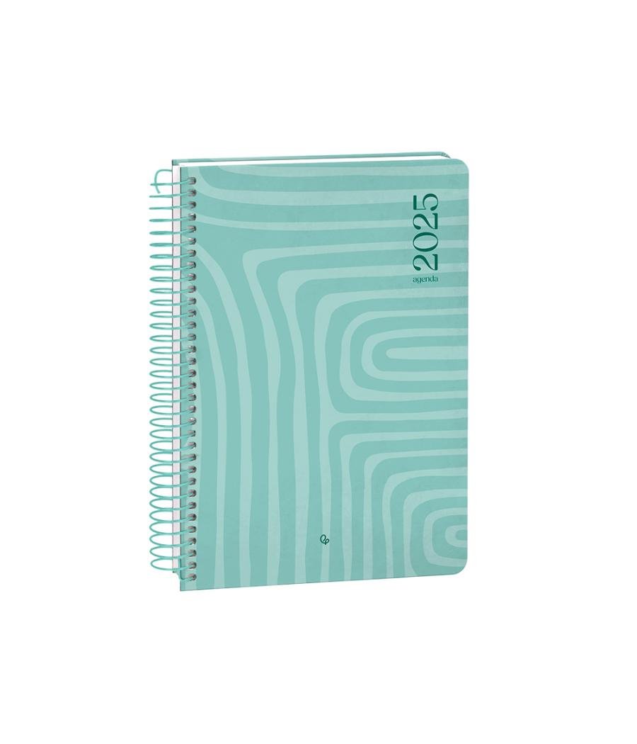 Agenda espiral liderpapel syro s a5 2025 día página color turquesa papel 60 gr