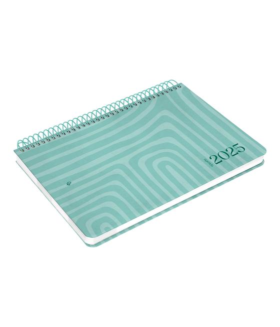 Agenda espiral liderpapel syro s a5 2025 día página color turquesa papel 60 gr