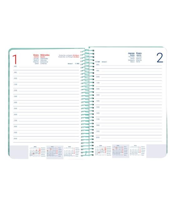 Agenda espiral liderpapel syro s a5 2025 día página color turquesa papel 60 gr