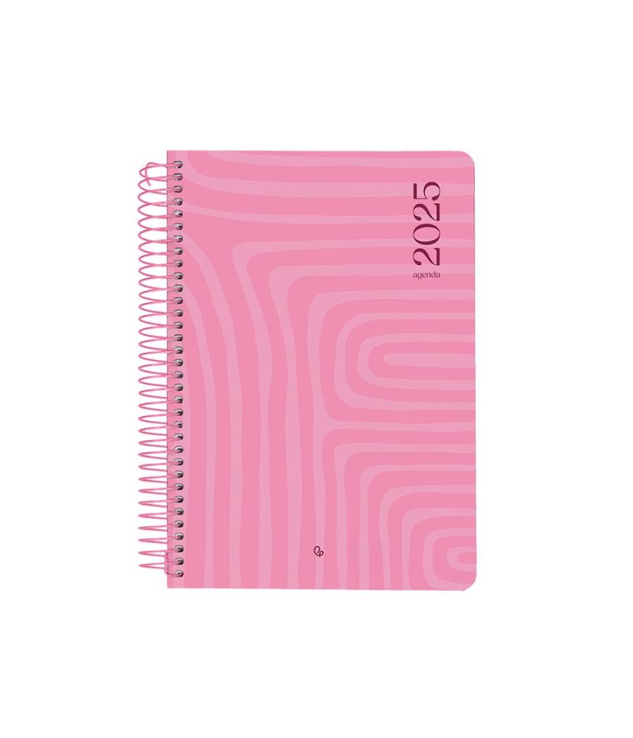 Agenda espiral liderpapel syro s a5 2025 día página color rosa papel 60 gr