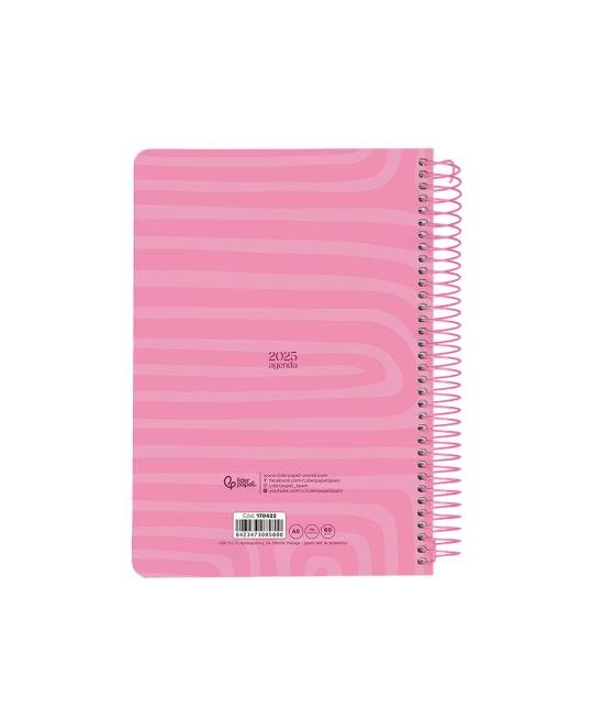 Agenda espiral liderpapel syro s a5 2025 día página color rosa papel 60 gr