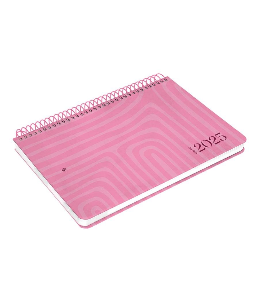 Agenda espiral liderpapel syro s a5 2025 día página color rosa papel 60 gr