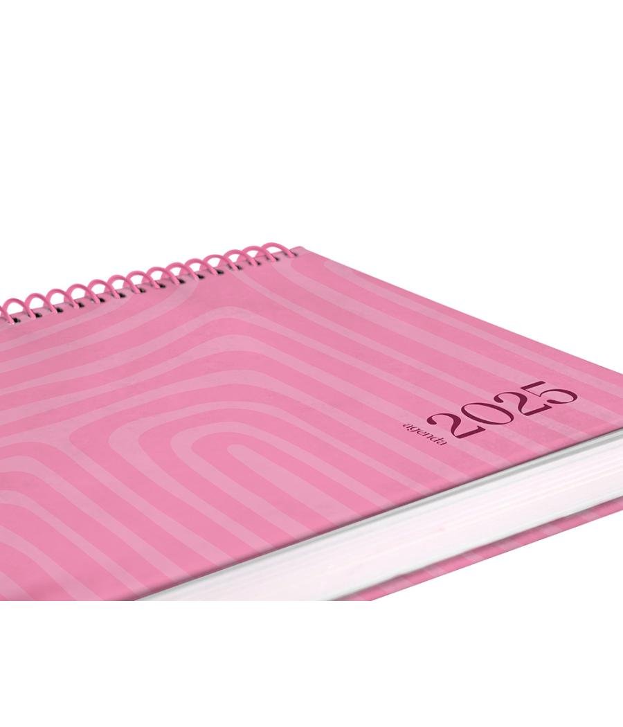 Agenda espiral liderpapel syro s a5 2025 día página color rosa papel 60 gr