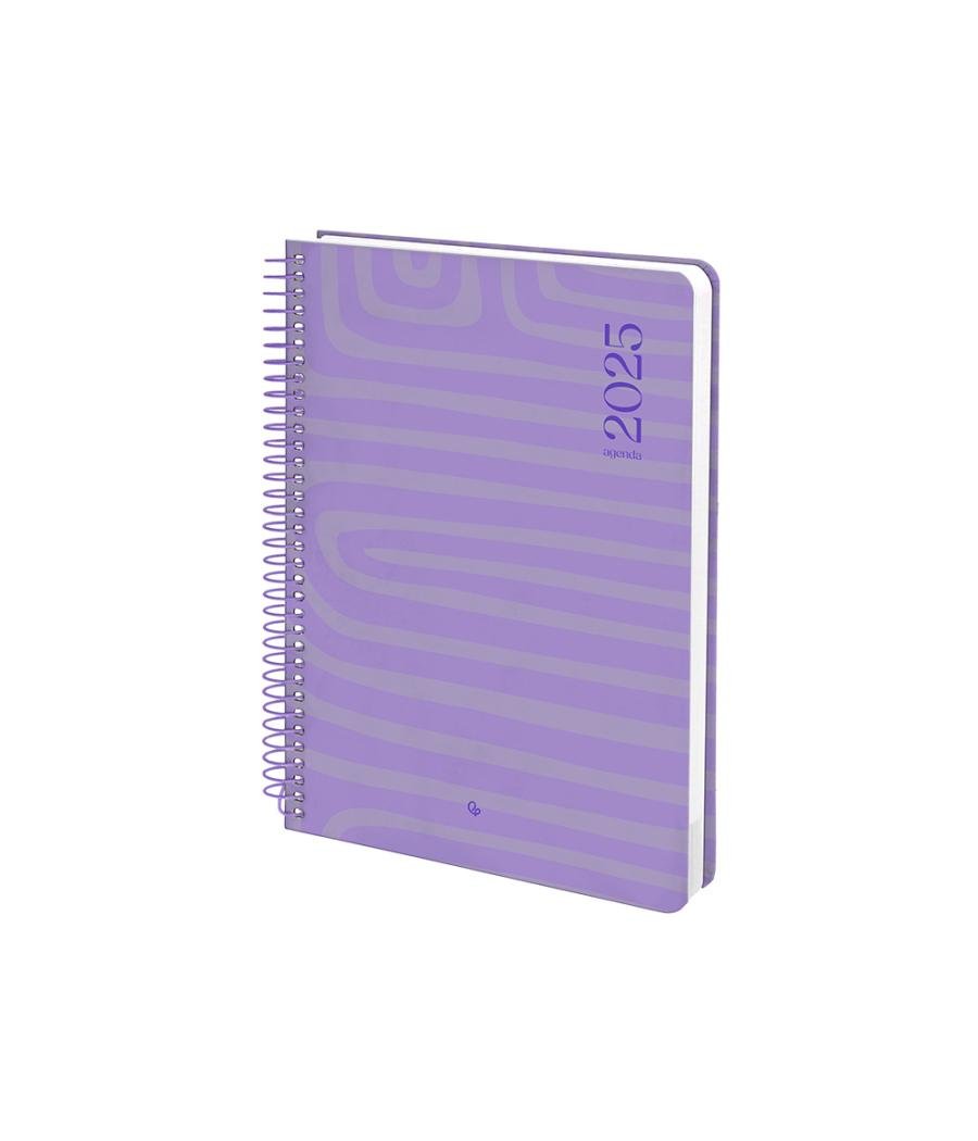 Agenda espiral liderpapel syro s a5 2025 día página color morado papel 60 gr