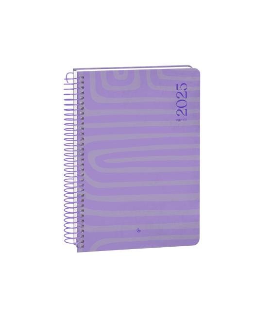 Agenda espiral liderpapel syro s a5 2025 día página color morado papel 60 gr