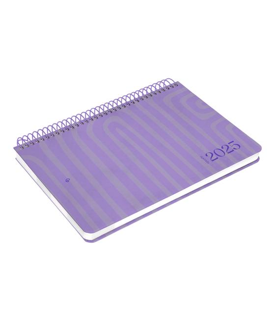 Agenda espiral liderpapel syro s a5 2025 día página color morado papel 60 gr