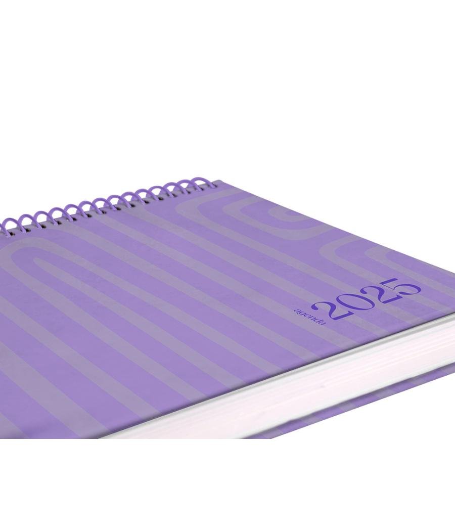 Agenda espiral liderpapel syro s a5 2025 día página color morado papel 60 gr