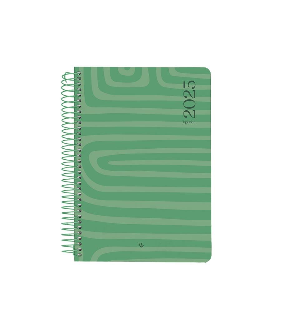 Agenda espiral liderpapel syro s a5 2025 día página color verde papel 60 gr