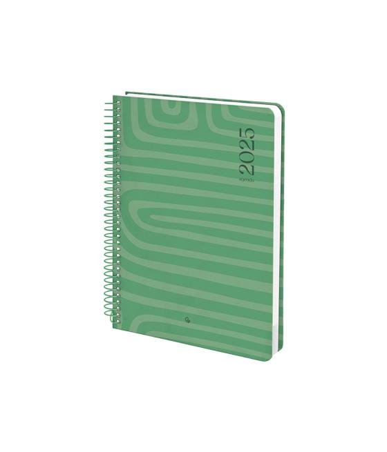 Agenda espiral liderpapel syro s a5 2025 día página color verde papel 60 gr