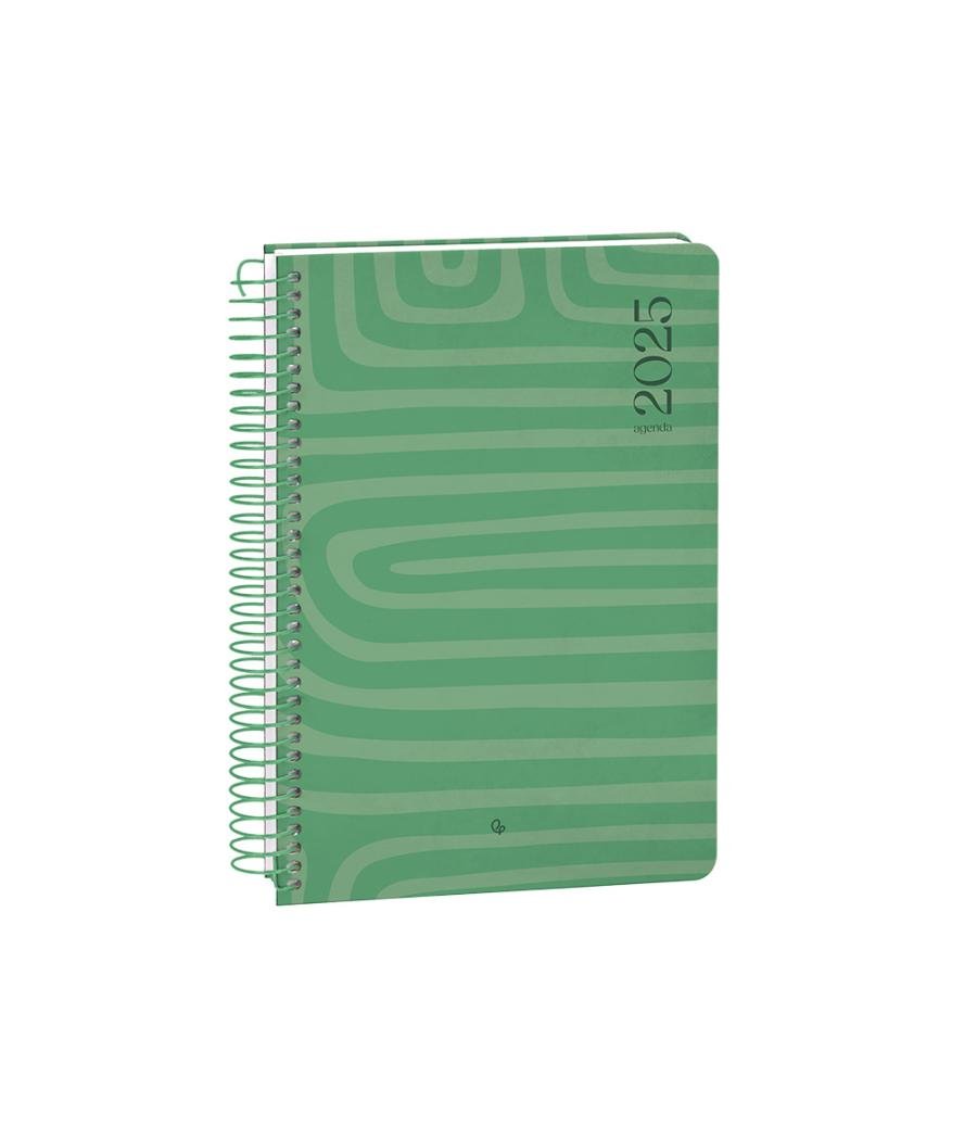 Agenda espiral liderpapel syro s a5 2025 día página color verde papel 60 gr