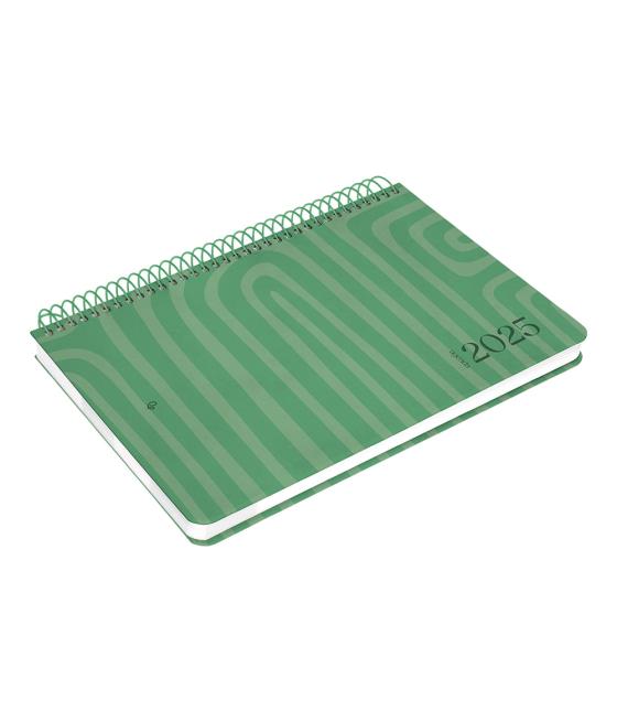 Agenda espiral liderpapel syro s a5 2025 día página color verde papel 60 gr