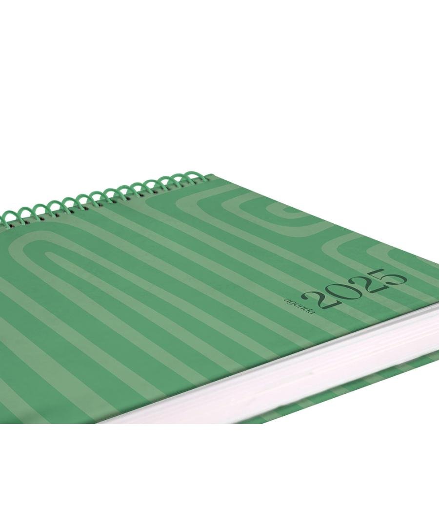 Agenda espiral liderpapel syro s a5 2025 día página color verde papel 60 gr