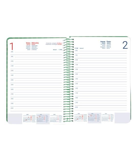 Agenda espiral liderpapel syro s a5 2025 día página color verde papel 60 gr