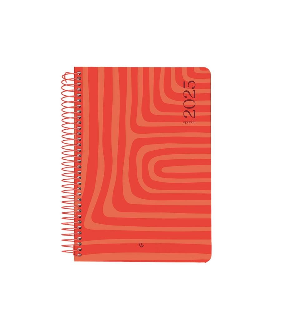 Agenda espiral liderpapel syro s a5 2025 día página color rojo papel 60 gr