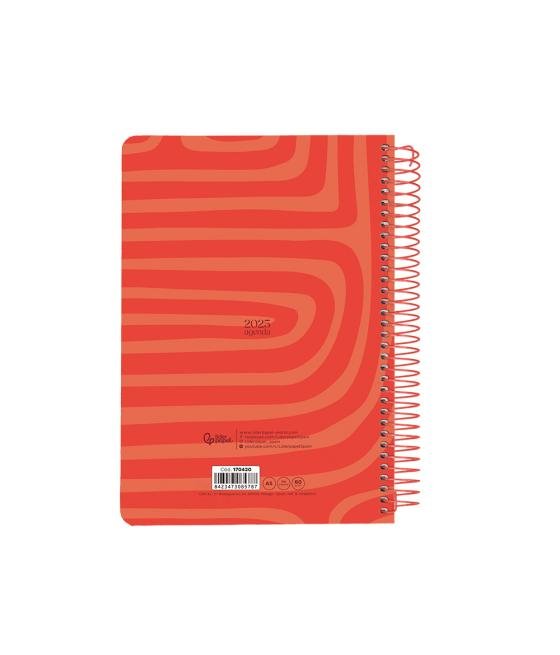 Agenda espiral liderpapel syro s a5 2025 día página color rojo papel 60 gr