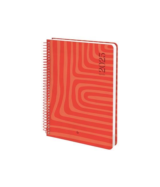 Agenda espiral liderpapel syro s a5 2025 día página color rojo papel 60 gr