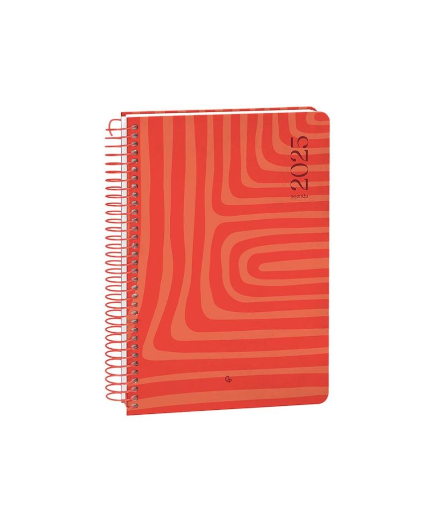 Agenda espiral liderpapel syro s a5 2025 día página color rojo papel 60 gr