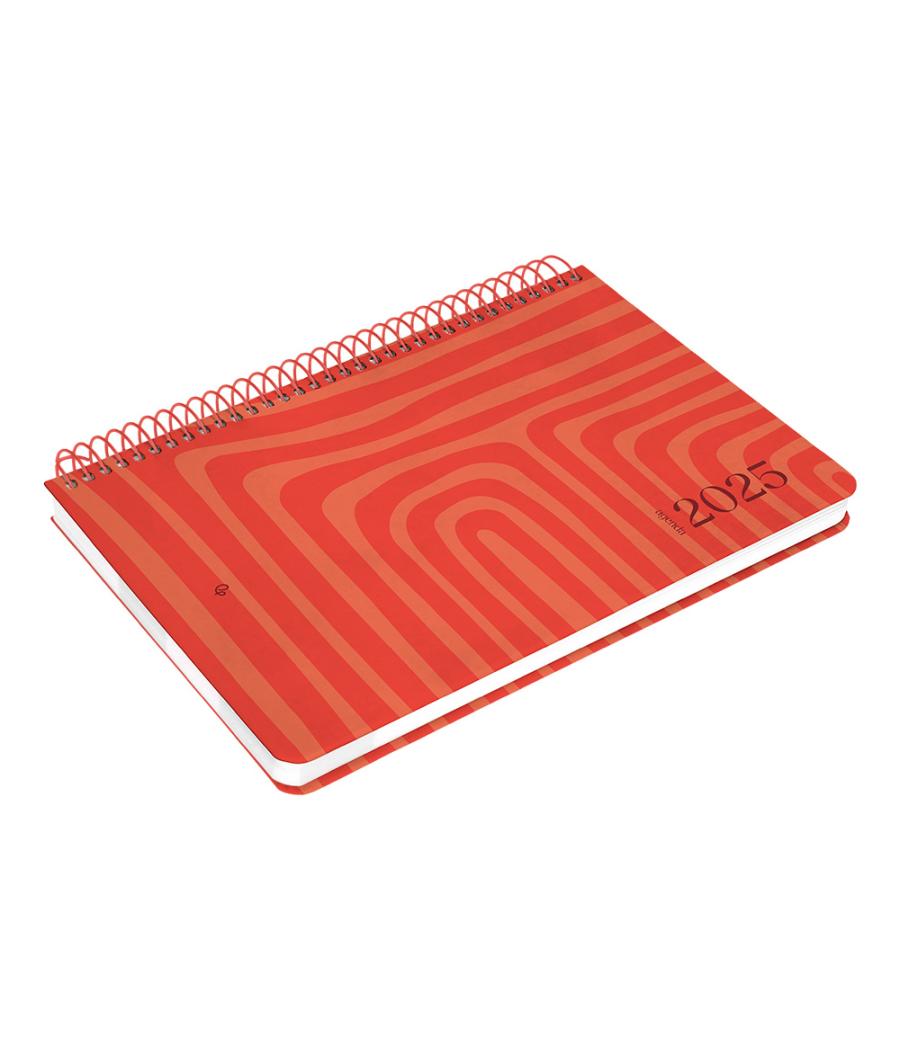 Agenda espiral liderpapel syro s a5 2025 día página color rojo papel 60 gr