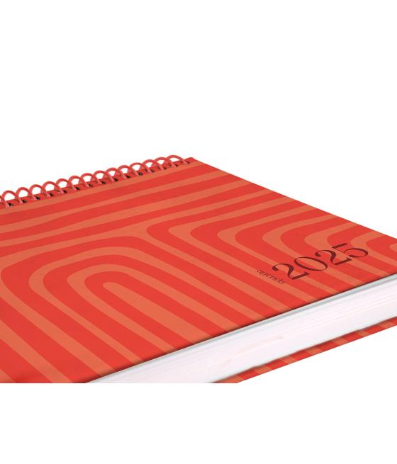 Agenda espiral liderpapel syro s a5 2025 día página color rojo papel 60 gr