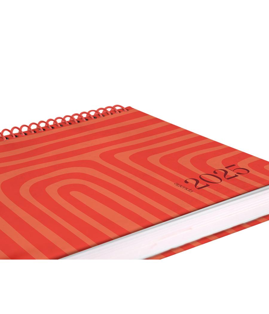 Agenda espiral liderpapel syro s a5 2025 día página color rojo papel 60 gr