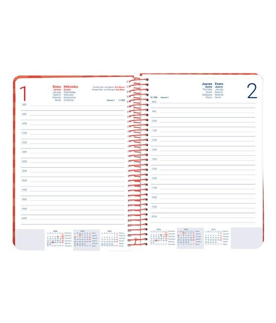 Agenda espiral liderpapel syro s a5 2025 día página color rojo papel 60 gr