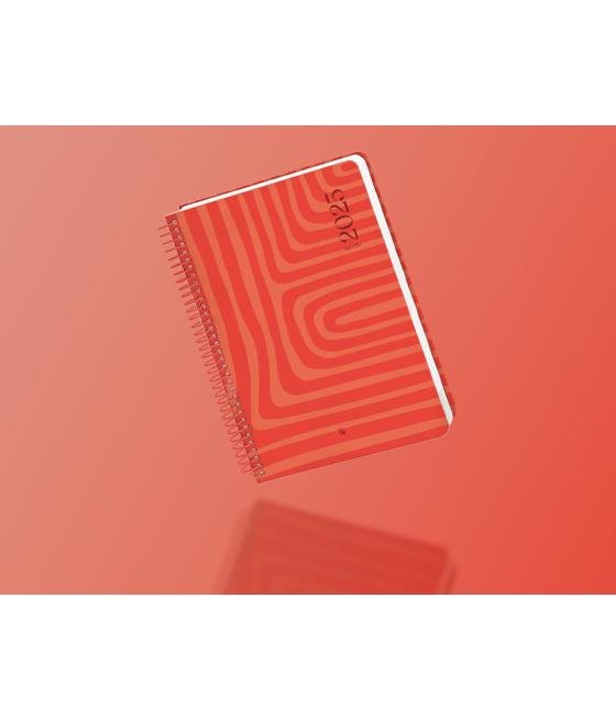 Agenda espiral liderpapel syro s a5 2025 día página color rojo papel 60 gr