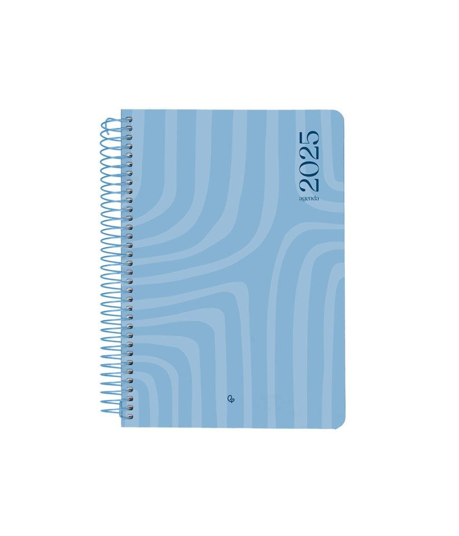 Agenda espiral liderpapel syro s a5 2025 día página color azul papel 60 gr