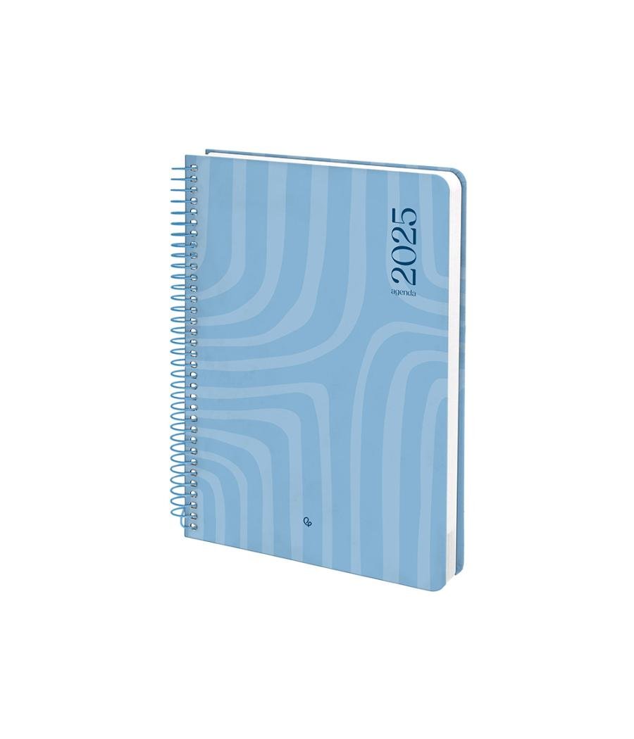 Agenda espiral liderpapel syro s a5 2025 día página color azul papel 60 gr