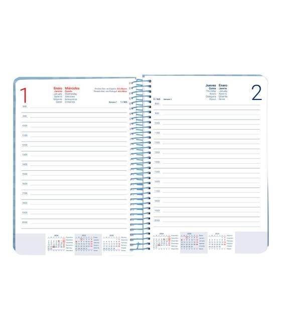 Agenda espiral liderpapel syro s a5 2025 día página color azul papel 60 gr