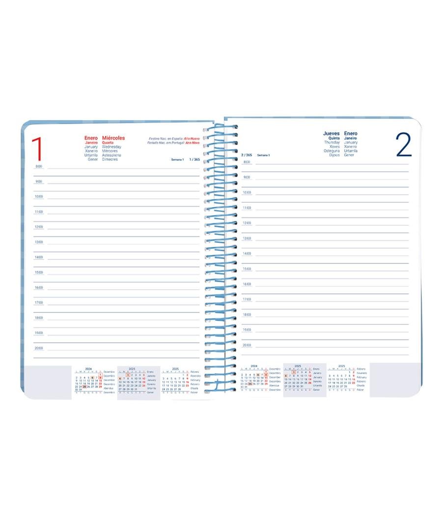 Agenda espiral liderpapel syro s a5 2025 día página color azul papel 60 gr