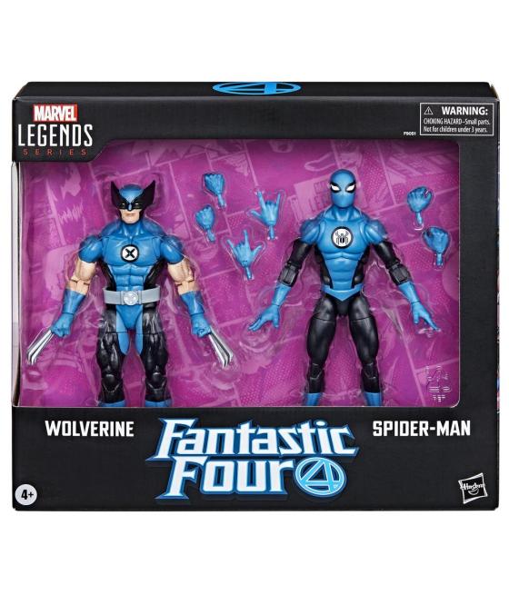 Pack 2 figuras hasbro marvel legends series los 4 fantasticos wolverine & spider - man