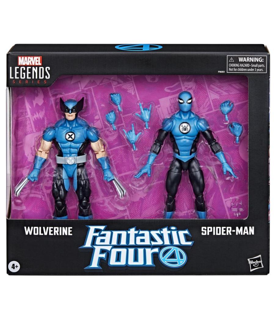 Pack 2 figuras hasbro marvel legends series los 4 fantasticos wolverine & spider - man