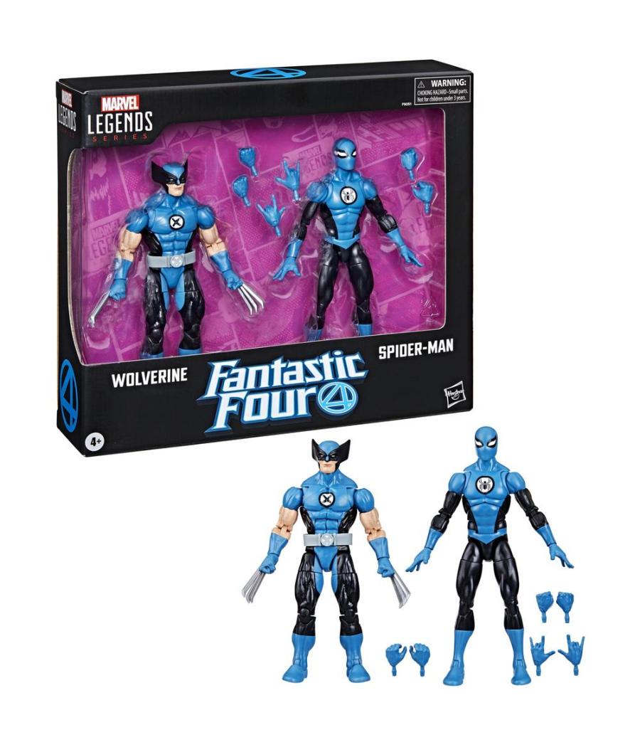 Pack 2 figuras hasbro marvel legends series los 4 fantasticos wolverine & spider - man