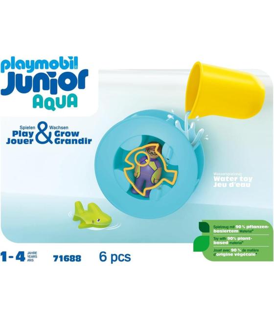 Playmobil junior aqua: rueda de agua con bebé tiburón