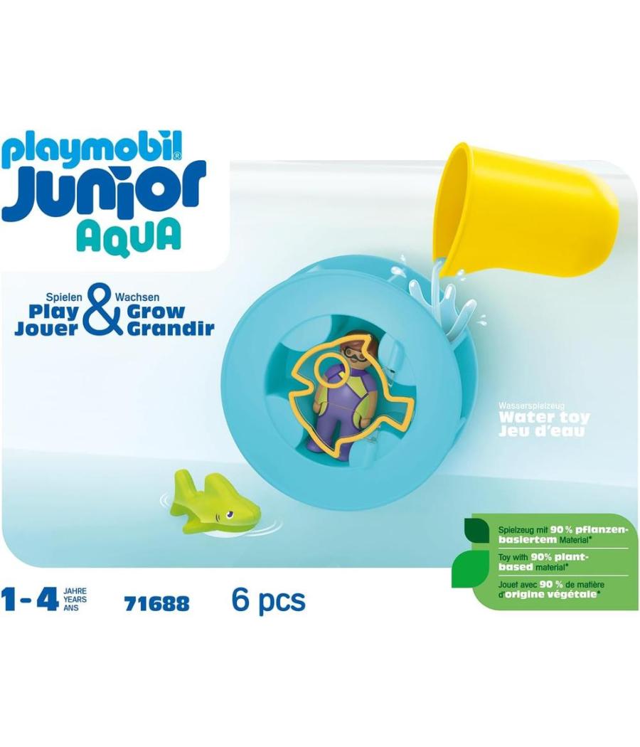 Playmobil junior aqua: rueda de agua con bebé tiburón