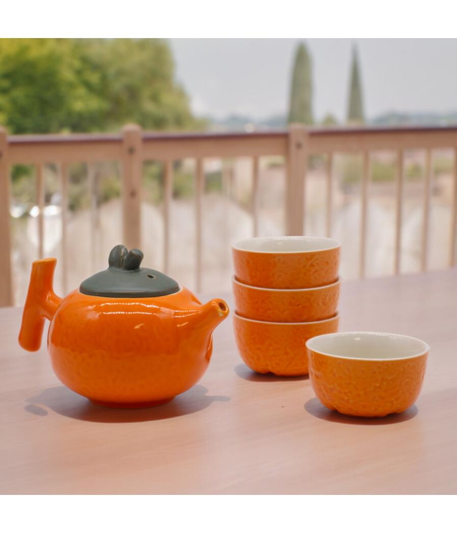 Set de Tetera - Naranja - Tetera & Cuatro tazas