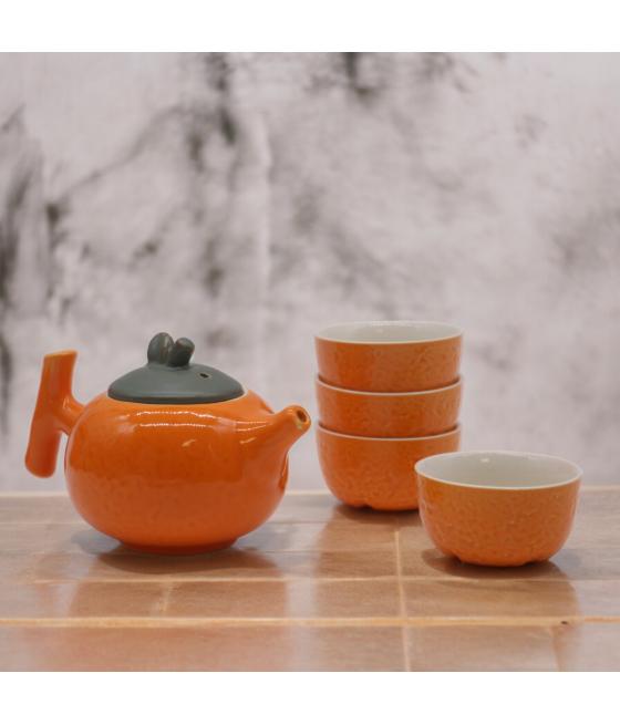 Set de Tetera - Naranja - Tetera & Cuatro tazas