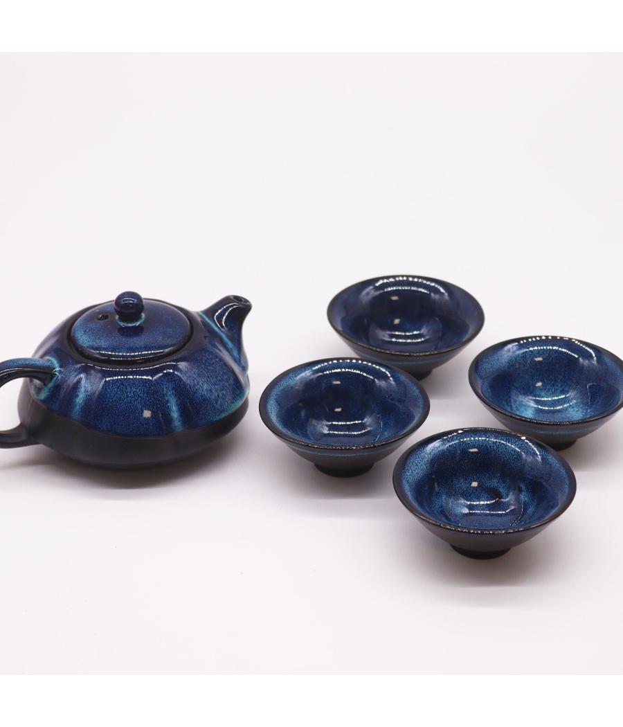 Set de Tetera - Tonos azules - Tetera & Cuatro Tazas