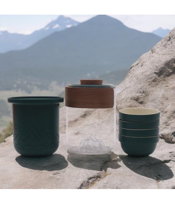 Set de Tetera - Viaje Montaña -Tetera & Cuatro Tazas & Estuche de viaje