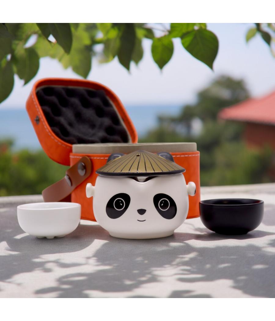 Set de tetera-Panda - Dos tazas & Estuche de viaje