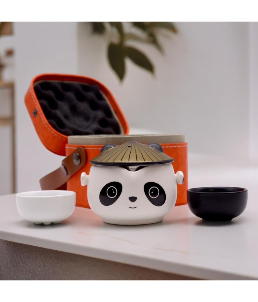 Set de tetera-Panda - Dos tazas & Estuche de viaje