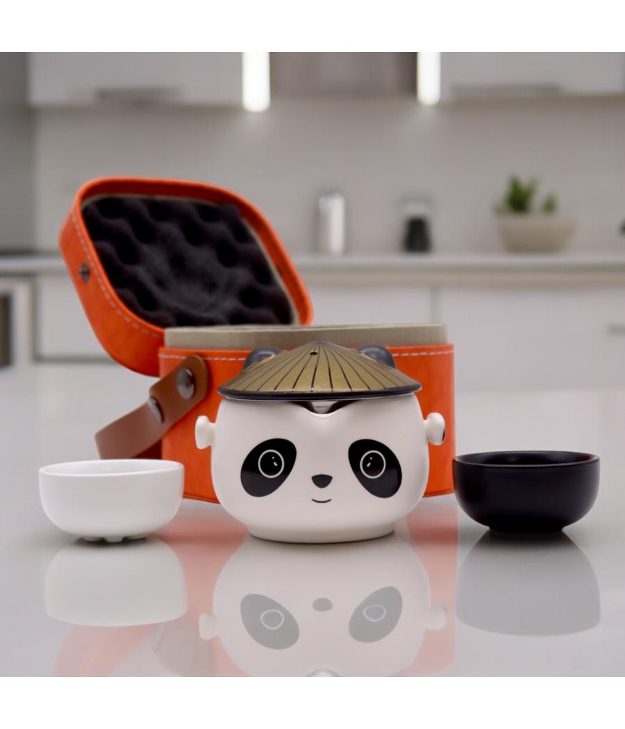 Set de tetera-Panda - Dos tazas & Estuche de viaje