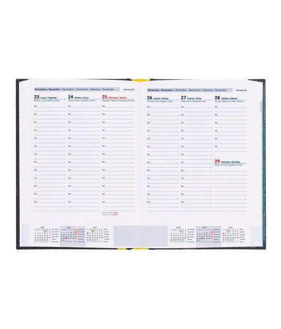 Agenda encuadernada liderpapel corfu a5 2025 semana vista negro papel 60 gr