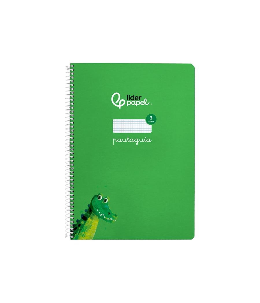 Cuaderno espiral liderpapel di n a4 pautaguia tapa dura 80h 90 gr cuadro pautado 3mm color verde